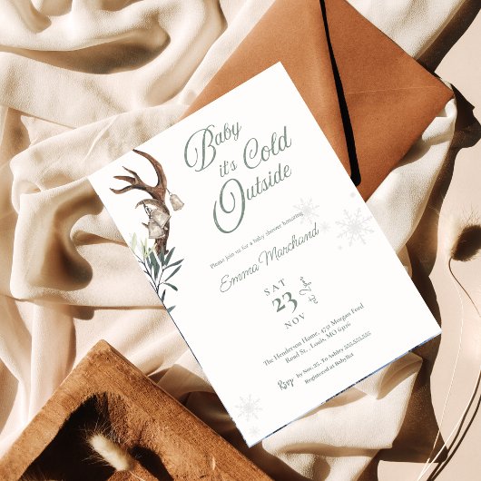ベビー冬の赤ちゃん霜の降りたシャワー外は寒い 招待状