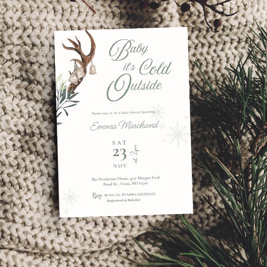 ベビー冬の赤ちゃん霜の降りたシャワー外は寒い 招待状