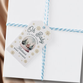 ベビー冬の雪の外で寒いベビーシャワー ギフトタグ