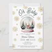 ベビー冬の雪の外で寒いベビーシャワー 招待状 (正面)