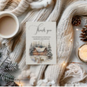 ベビー冬の雪の外は寒い鹿ありがとう サンキューカード