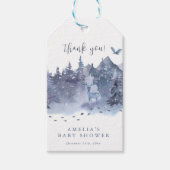 ベビー冬の雪の森の鹿の外は寒い ギフトタグ (正面)