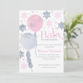 ベビー冬の風船の外は寒いベビーシャワー 招待状 (スタンド正面)