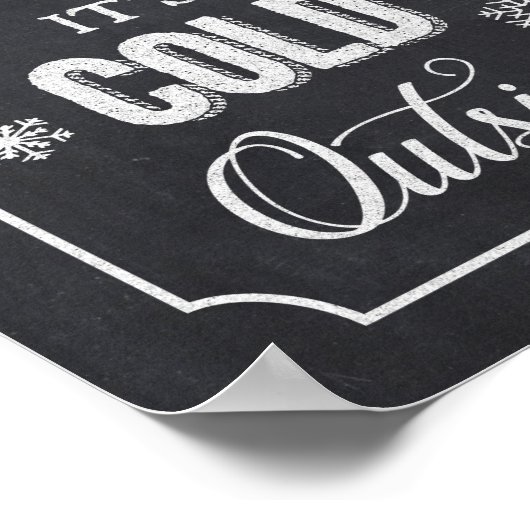 ベビー冬の黒板の外は寒い ポスター (角)