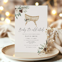 ベビー冬ボホのベビーシャワー外は寒い