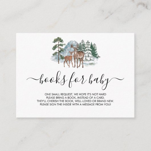 ベビー冬ワンダーランド赤ちゃんシャワーディアー用の本 エンクロージャーカード (正面)