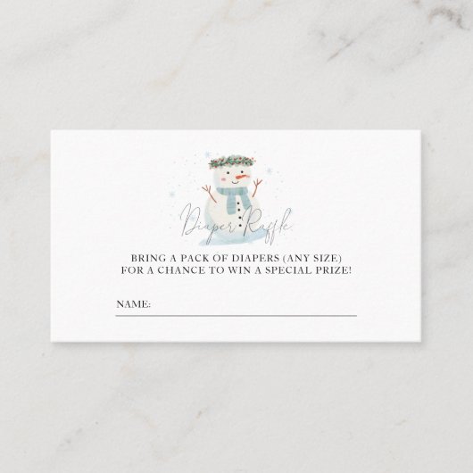 ベビー冷たいアウトサイドシャワーおむつラッフルチケット プレイスカード (正面)