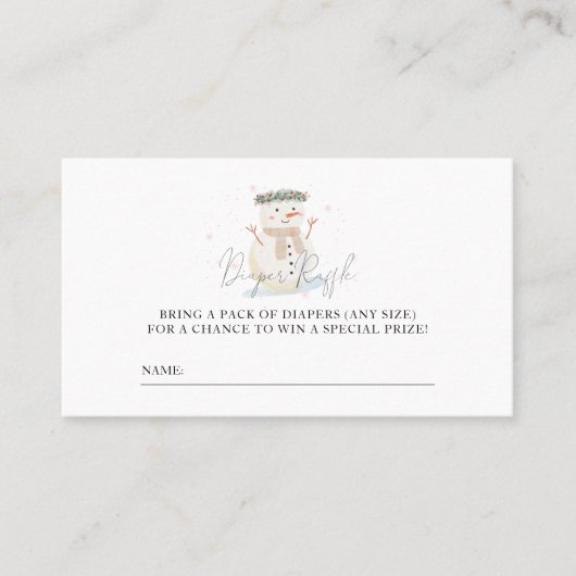 ベビー冷たいアウトサイドシャワーおむつラッフルチケット プレイスカード (正面)