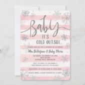 ベビー冷たいアウトサイドシャワー招待状ガールピンク 招待状 (正面)