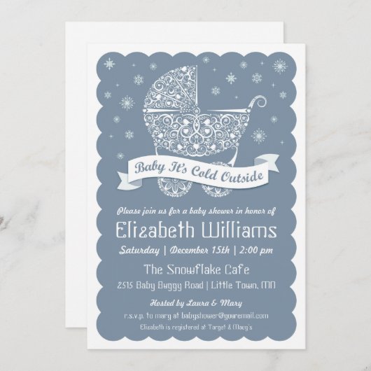 ベビー冷たいアウトサイドシャワー招待状 招待状 (正面/裏面)