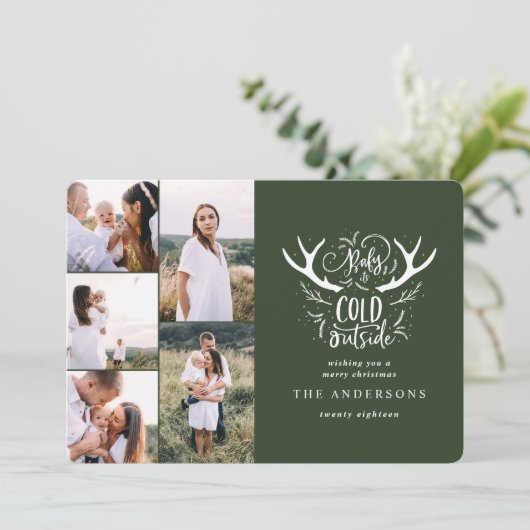 ベビー冷たいスタッグの写真数々のクリスマス シーズンカード (スタンド正面)