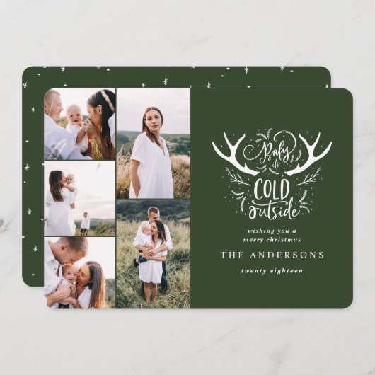 ベビー冷たいスタッグの写真数々のクリスマス シーズンカード (正面/裏面)