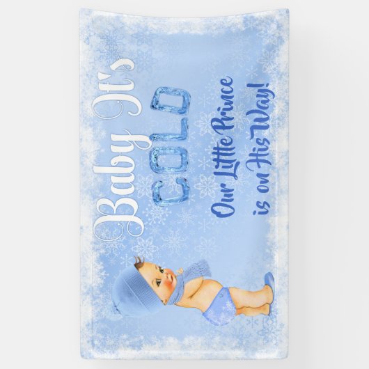 ベビー冷たいスノーフレーク冬のブルーボーイ 横断幕 (縦)