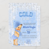 ベビー冷たいスノーフレーク氷の青い男の子シャワー 招待状 (正面/裏面)