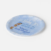 ベビー冷たいスノーフレーク青のエスニック・ボーイ・シャワー ペーパープレート (アングル)