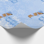 ベビー冷たいスノーフレーク青のエスニック・ボーイ・シャワー ラッピングペーパー (角)