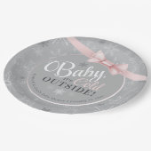 ベビー冷たいピンク色の灰色の雪片ガールシャワー ペーパープレート (アングル)