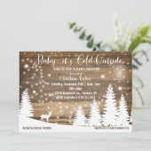 ベビー冷たい外のシカのベビーシャワーの招待状 招待状 (スタンド正面)