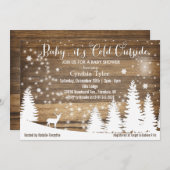 ベビー冷たい外のシカのベビーシャワーの招待状 招待状 (正面/裏面)