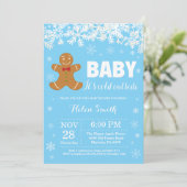 ベビー冷たい外のジンジャーブレッドマンのベビーシャワー 招待状 (スタンド正面)