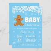ベビー冷たい外のジンジャーブレッドマンのベビーシャワー 招待状 (正面/裏面)