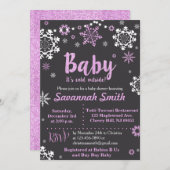 ベビー冷たい外のベビーシャワー招待状の女の子 招待状 (正面/裏面)