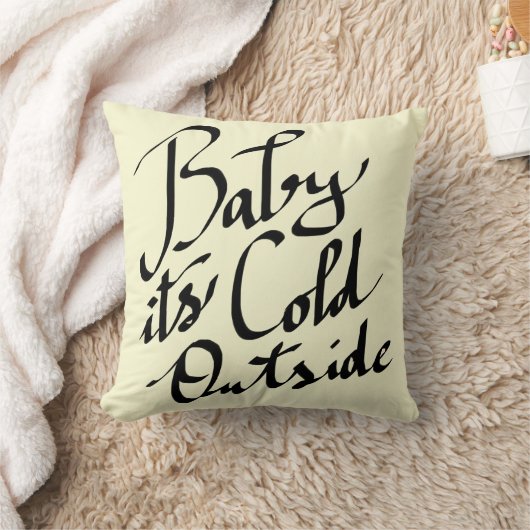 ベビー冷たい外のモダンな原稿のタイポグラフィ クッション (ブランケット)