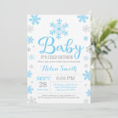 ベビー冷たい外の冬のベビーシャワー 招待状 (スタンド正面)
