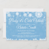 ベビー冷たい外の冬の警官のベビーシャワー 招待状 (正面)
