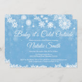 ベビー冷たい外の冬の警官のベビーシャワー 招待状 (正面/裏面)