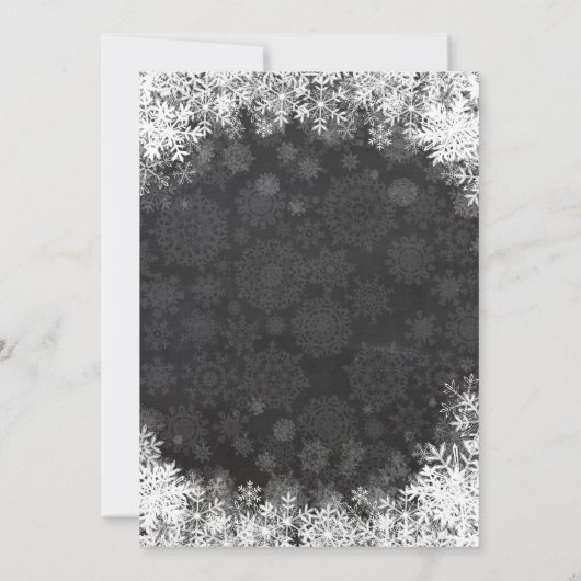 ベビー冷たい外の冬の雪片のベビーシャワー 招待状 (裏面)