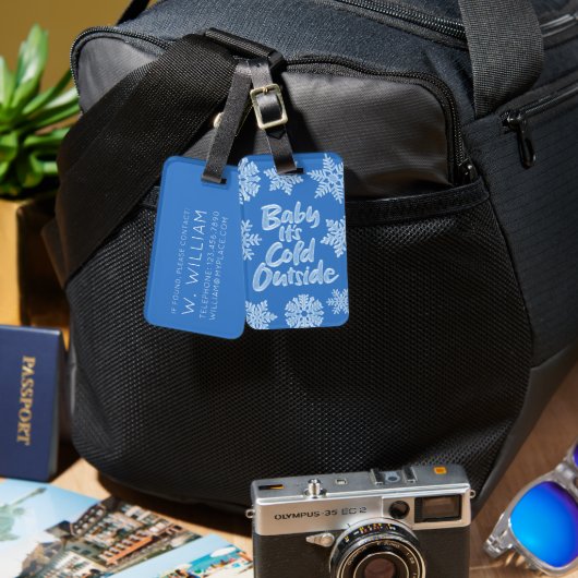 ベビー冷たい外の冷たい青い雪凍ってい片 ラゲッジタグ (正面&裏面)