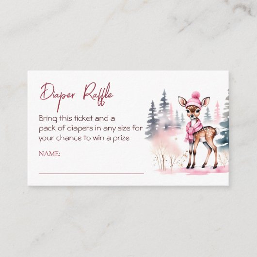 ベビー冷たい外の女の子のベビー鹿おむつラッフル エンクロージャーカード (正面)