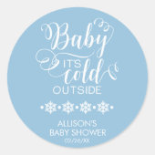 ベビー冷たい外の男の子の赤ちゃんシャワーシール ラウンドシール (正面)