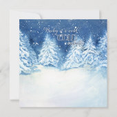 ベビー冷たい外のSnowyの木のベビーシャワー 招待状 (裏面)