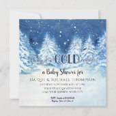 ベビー冷たい外のSnowyの木のベビーシャワー 招待状 (正面)