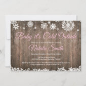 ベビー冷たい外側の素朴な冬のベビーシャワー 招待状 (正面)