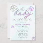 ベビー冷たい外側パープルライン石ガールシャワー 招待状 (正面)