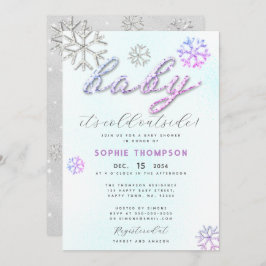 ベビー冷たい外側パープルライン石ガールシャワー 招待状