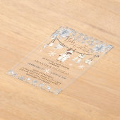 ベビー冷たい外服赤ちゃんシャワー アクリル招待状 (レイダウン)