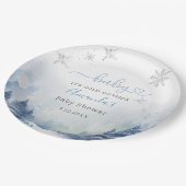 ベビー冷たい外水色ブルースノーフレーク ペーパープレート (アングル)