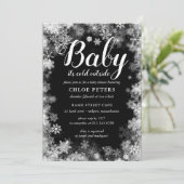 ベビー冷たい外白黒ベビーシャワー 招待状 (スタンド正面)