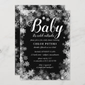 ベビー冷たい外白黒ベビーシャワー 招待状 (正面/裏面)
