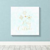 ベビー冷たい外金ゴールドの雪が青 キャンバスプリント (インサイチュ (ウッドフロア))