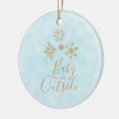 ベビー冷たい外金ゴールドの雪が青 セラミックオーナメント (左)