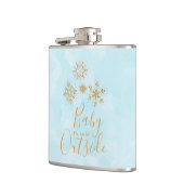 ベビー冷たい外金ゴールドの雪が青 フラスク (左)