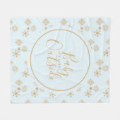 ベビー冷たい外金ゴールドの雪が青 フリースブランケット (正面(横))