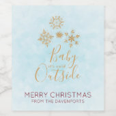 ベビー冷たい外金ゴールドの雪が青 ワインラベル (シングルラベル)