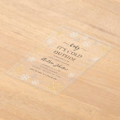 ベビー冷たい外金ゴールドスノーフレーク赤ちゃんシャワー アクリル招待状 (レイダウン)