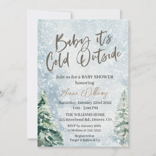 ベビー冷たい屋外ベビーシャワー招待状 招待状 (正面)